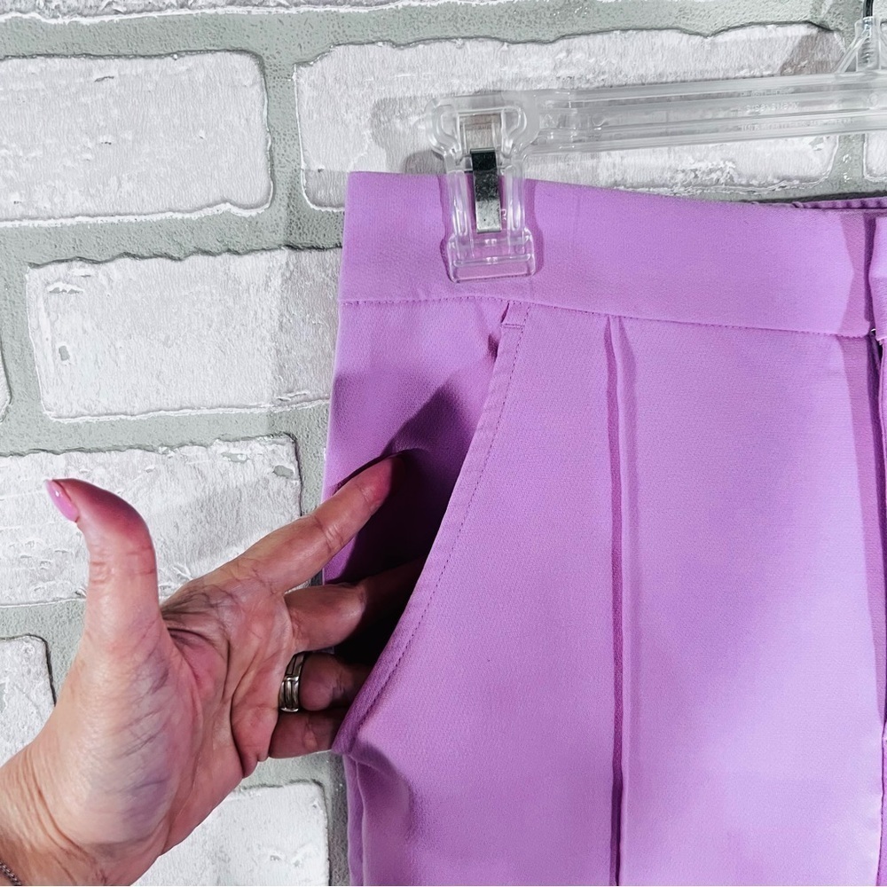 Maeve by Anthropologie Pintuck Tapered High Rise Cuffed Trousers in Lilac Size 4 - Picture 6 of 9